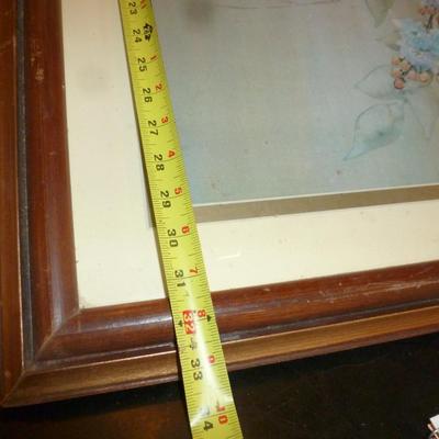 Framed Asian Print- Birds and Floral Design- Approx 33" x 23"