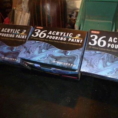 Three Complete Sets of Acrylic Pouring Paint (All New in Package)