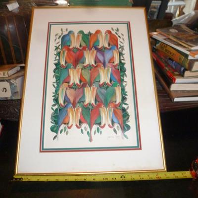 Framed Art Print- Pelican Design- By Artist Jeanne Nash