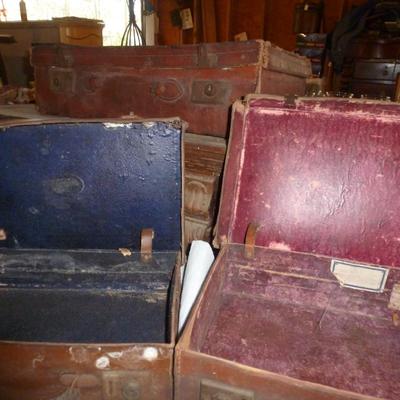 Three Antique Leather Travel Cases