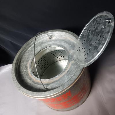 VINTAGE FRABILL GALVANIZED STUMPY MINNOW BUCKET