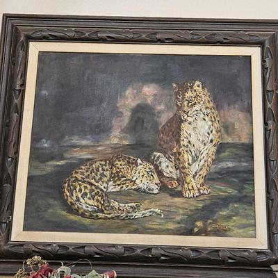A PAIR OF LEOPARDS PAINTING