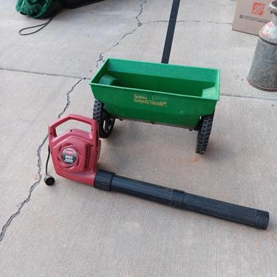 TORO LEAF BLOWER AND WALK BEHIND SPREADER