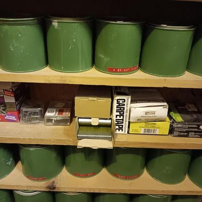 TIN CANS AND PLATIC BOTTLES OF ORGANIZED HARDWARE