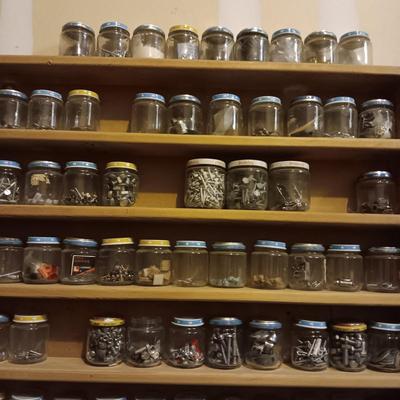 GLASS BABY FOOD JARS OF ORGANIZED HARDWARE