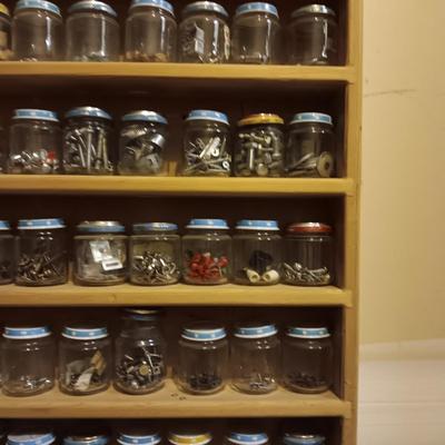 GLASS BABY FOOD JARS OF ORGANIZED HARDWARE