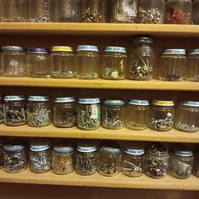 GLASS BABY FOOD JARS OF ORGANIZED HARDWARE