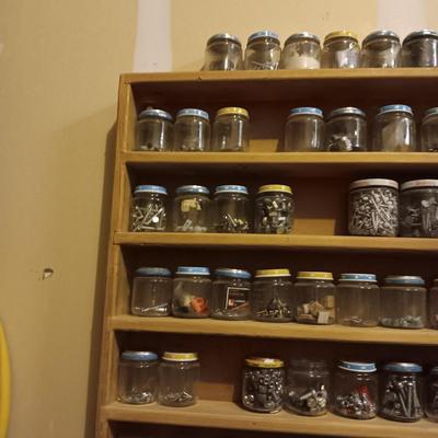 GLASS BABY FOOD JARS OF ORGANIZED HARDWARE