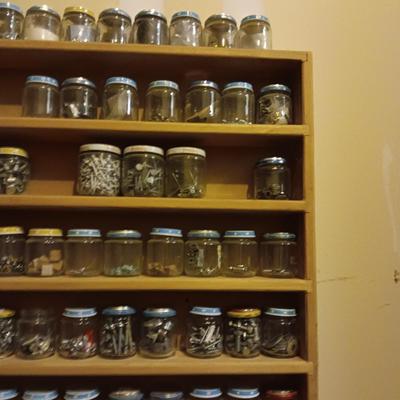 GLASS BABY FOOD JARS OF ORGANIZED HARDWARE