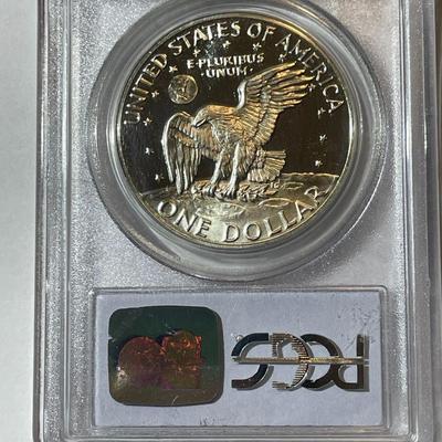 PCGS CERTIFIED 1971-S PROOF69 DEEP CAMEO SILVER EISENHOWER DOLLAR AS PICTURED.