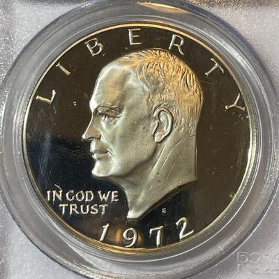 PCGS CERTIFIED 1972-S PROOF69 DEEP CAMEO SILVER EISENHOWER DOLLAR AS PICTURED.