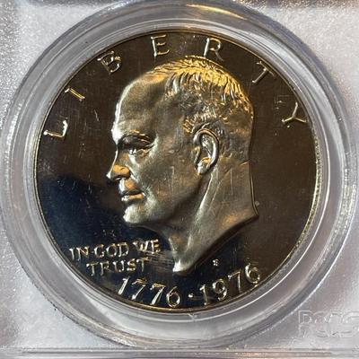 PCGS CERTIFIED 1976-S TYPE-I PROOF68 DEEP CAMEO CLAD EISENHOWER DOLLAR AS PICTURED.