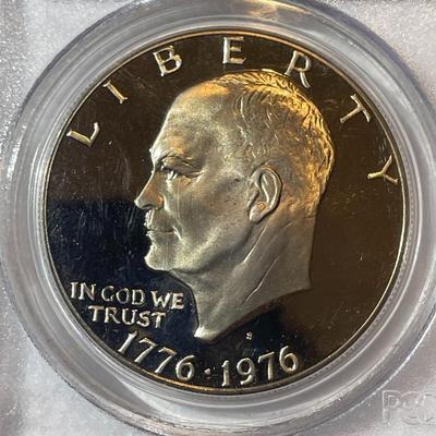 PCGS CERTIFIED 1976-S TYPE-II PROOF68 DEEP CAMEO CLAD EISENHOWER DOLLAR AS PICTURED.