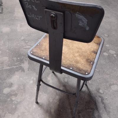 Metal Industrial Stool with Back