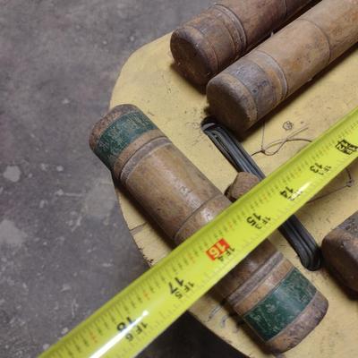 Vintage Wood Croquet Set with Stand