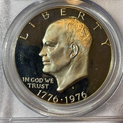 PCGS CERTIFIED 1976-S PROOF68 DEEP CAMEO SILVER EISENHOWER DOLLAR AS PICTURED.