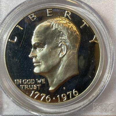 PCGS CERTIFIED 1976-S PROOF69 DEEP CAMEO SILVER EISENHOWER DOLLAR AS PICTURED.