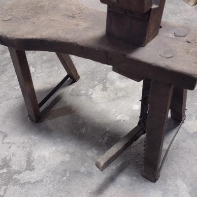 Antique Leather Craft Saddle and Horse Tack Work Bench