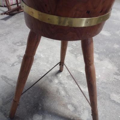 Antique Solid Wood Single Block Chopping or Worktable on Three-Legged Base