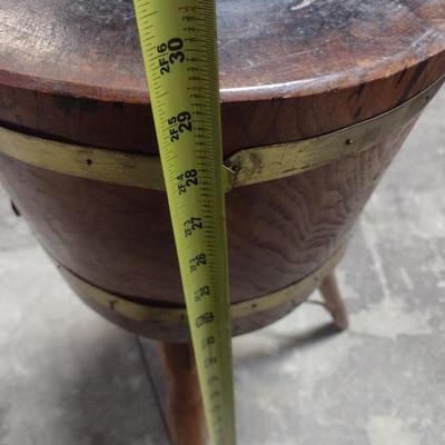 Antique Solid Wood Single Block Chopping or Worktable on Three-Legged Base