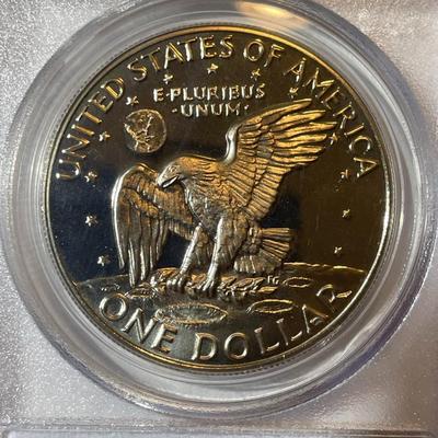 PCGS CERTIFIED 1973-S PROOF68 DEEP CAMEO CLAD EISENHOWER DOLLAR AS PICTURED.