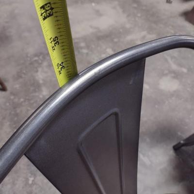 Pair of Industrial Design Sitting Chairs with Wood Finish Seats