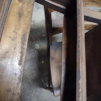 Pair of Antique Solid Wood Chapel Chairs