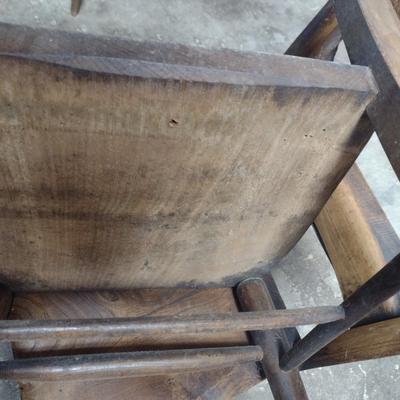 Pair of Antique Solid Wood Chapel Chairs