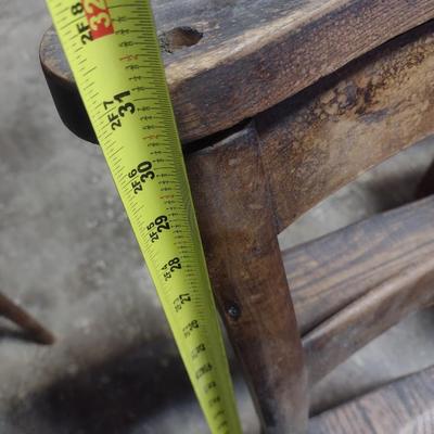 Pair of Antique Solid Wood Chapel Chairs
