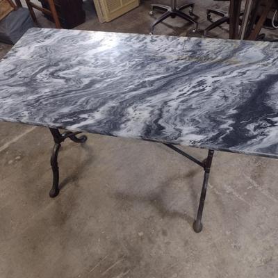 Industrial Design Metal Frame Base Marble Top Table (Two Piece)