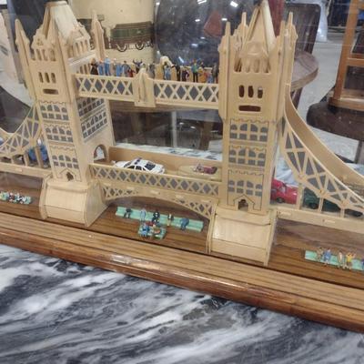 Large Balsa Wood London Bridge Diorama in Glass Display Case
