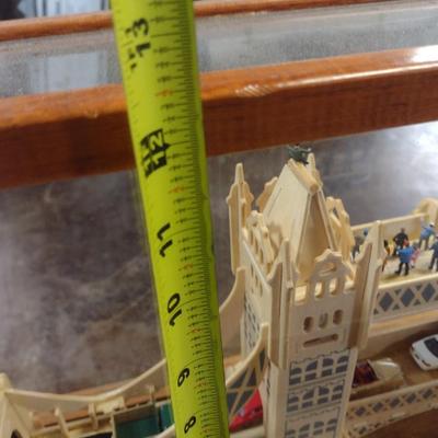 Large Balsa Wood London Bridge Diorama in Glass Display Case