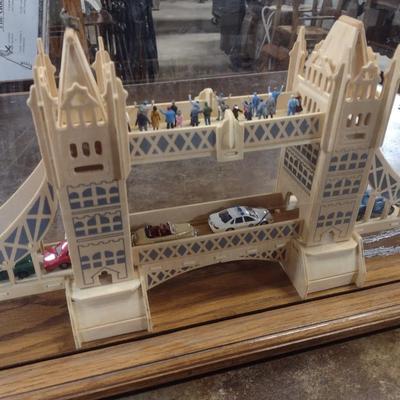 Large Balsa Wood London Bridge Diorama in Glass Display Case