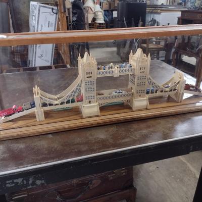 Large Balsa Wood London Bridge Diorama in Glass Display Case