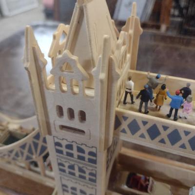 Large Balsa Wood London Bridge Diorama in Glass Display Case