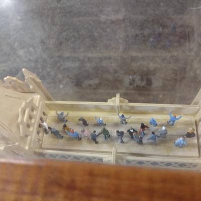 Large Balsa Wood London Bridge Diorama in Glass Display Case