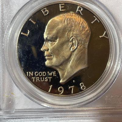 PCGS CERTIFIED 1978-S PROOF69 DEEP CAMEO CLAD EISENHOWER DOLLAR AS PICTURED.