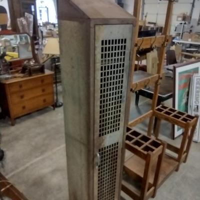 Vintage Single Unit Metal Industrial Design Storage Locker