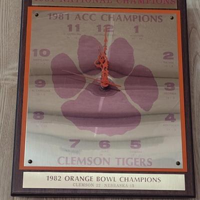 Clemson Tiger 1981 ACC Champions 1982 Orange Bowl vs. Nebraska Wall Clock