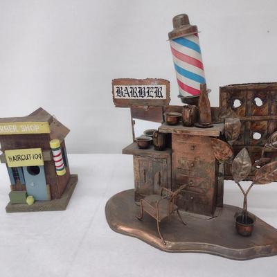 Pair of Barbershop Themed Decor Pieces