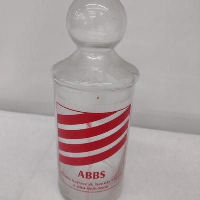 Glass Barbershop Pole ABBS Advertising Comb Canister