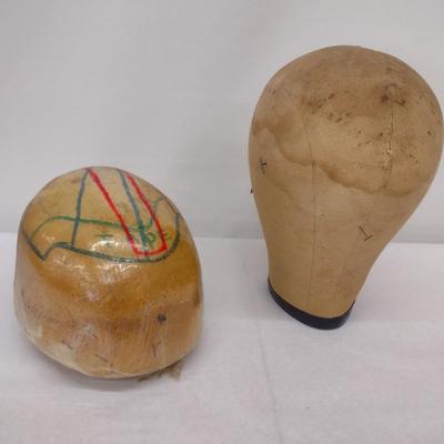 Pair of Vintage Barber Practice Hairpiece Mannequin Heads
