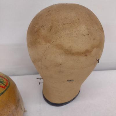 Pair of Vintage Barber Practice Hairpiece Mannequin Heads
