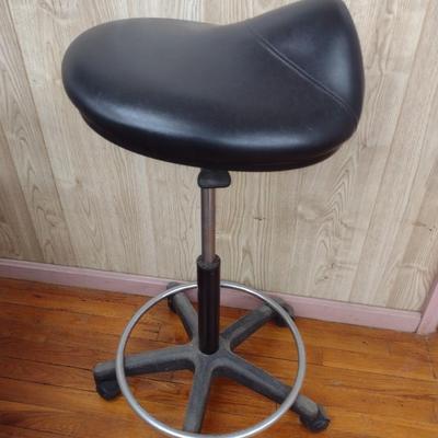 Commercial Grade Saddle Seat Adjustable Height Rolling Stool