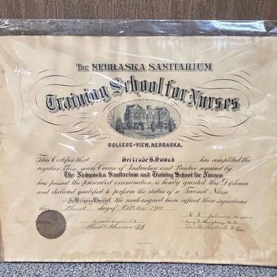 Vintage Original Nursing Diploma