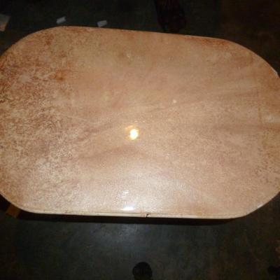 Pair of Occasional Tables- Oval with Cast Metal Base