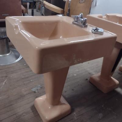 Vintage Pedestal Salon Single Basin Ceramic Sink Choice A