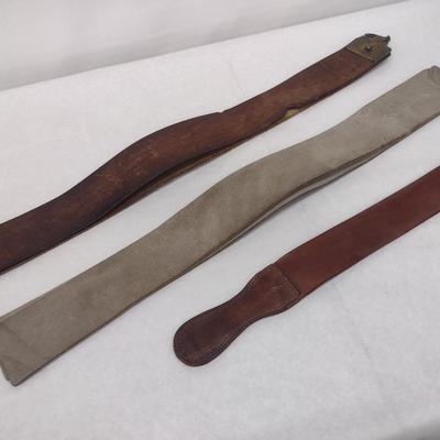 Set of Three Straight Blade Leather Sharpening Strops