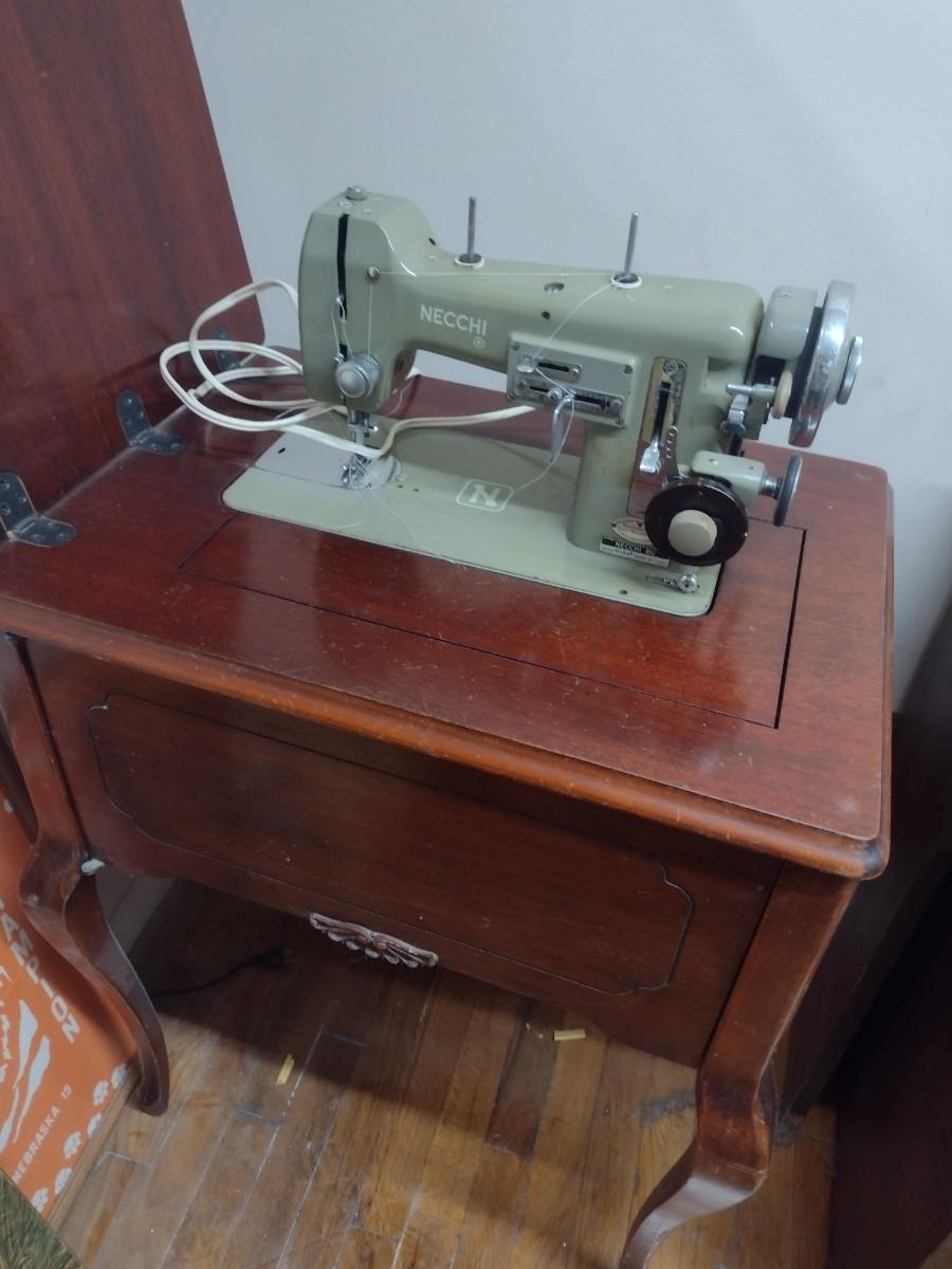 Vintage Necchi Electric Sewing Machine in Mahogany Cabinet ...