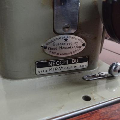 Vintage Necchi Electric Sewing Machine in Mahogany Cabinet